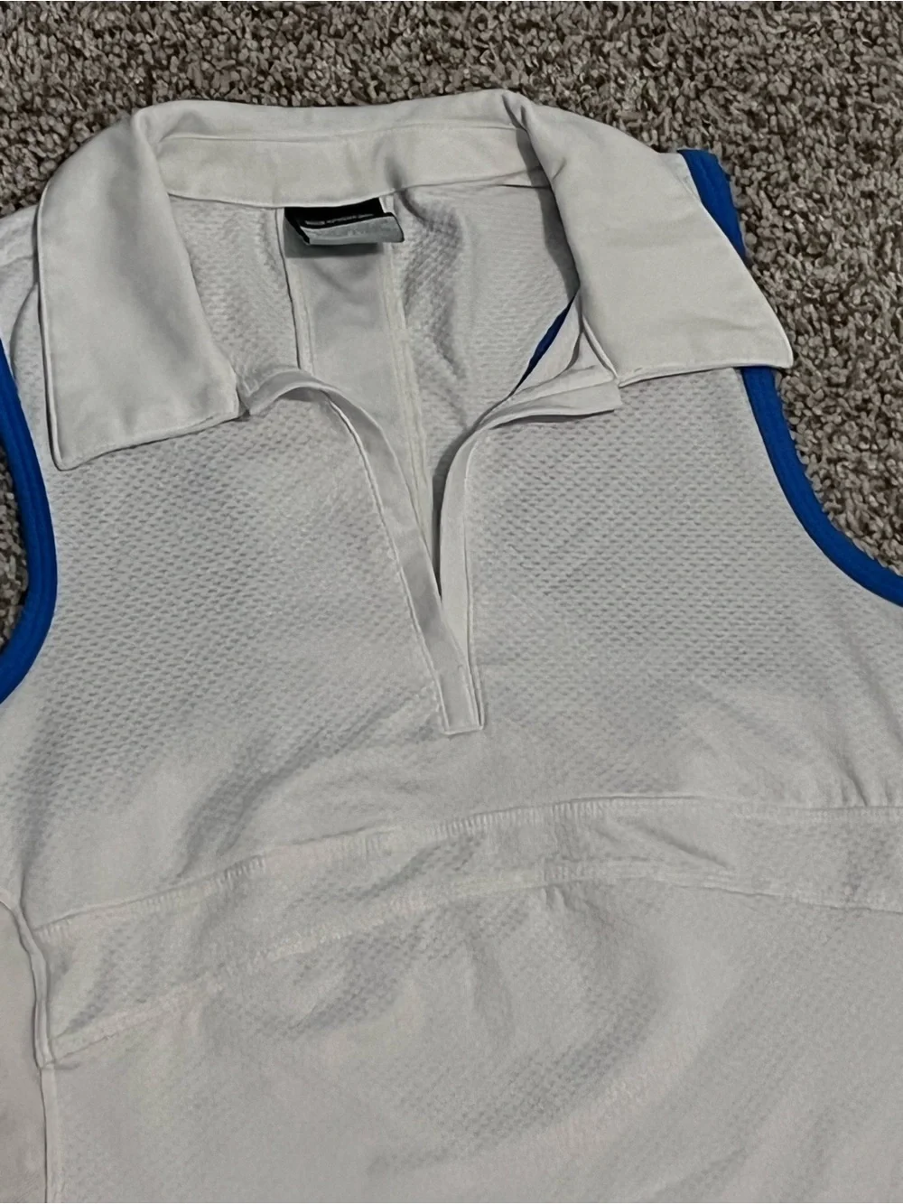Nike White Sleeveless Polo Tank with Blue Accents